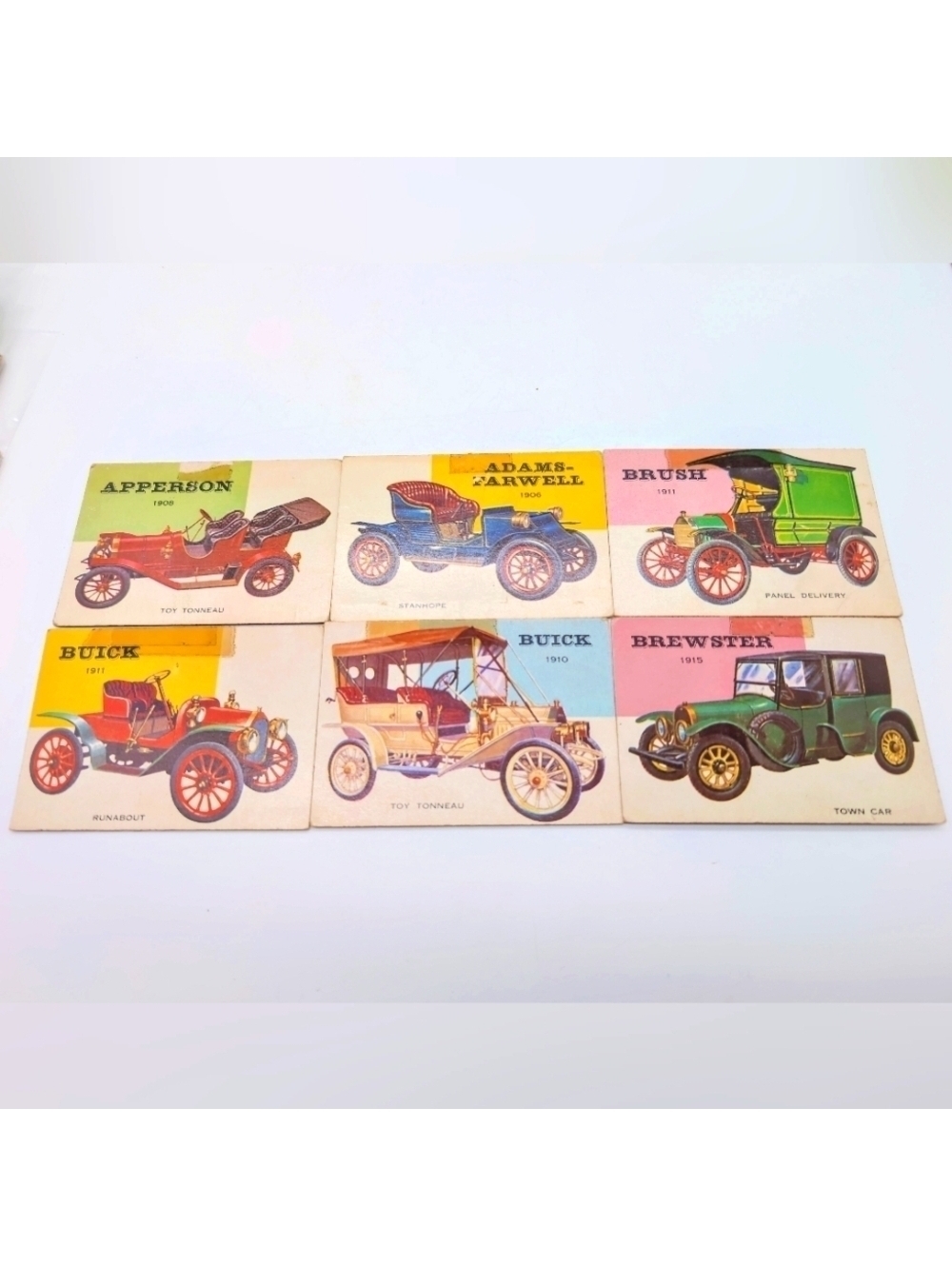 1954 Topps Car Cards Set 6 1900s Apperson, Buick, Brush, Adams-Farwell, Brewster